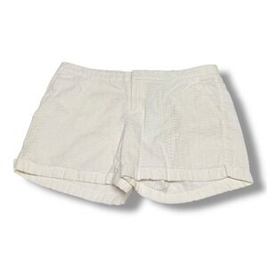 Merona Womens White Eyelet Cotton Shorts Size 14 Embroidered Summer Casual